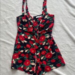 All in Favor -Floral Red and Black Romper